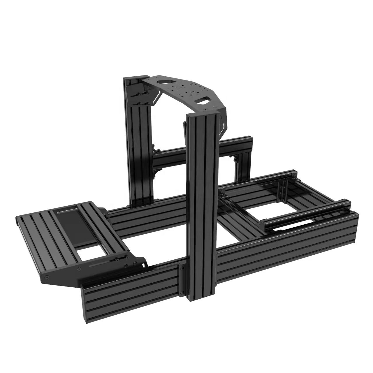 40160 aluminium-profile sim-racing cockpit with a wheel column and wheel-base mount