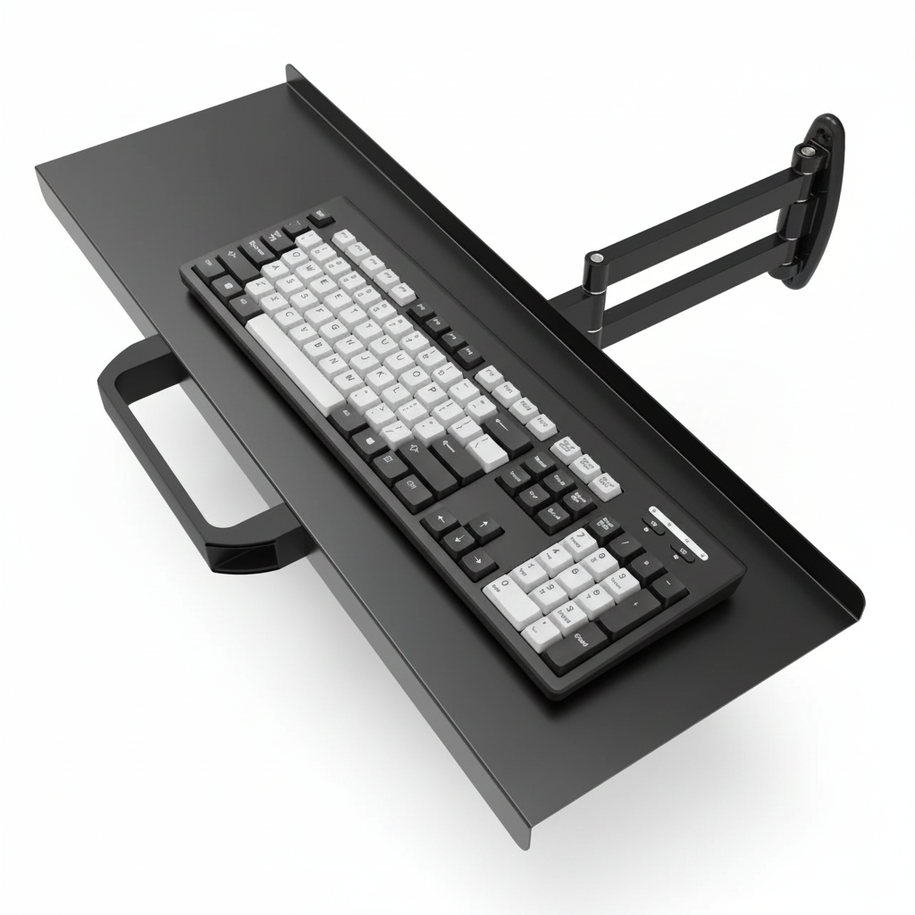 Adjustable rotating keyboard tray for a sim-racing cockpit