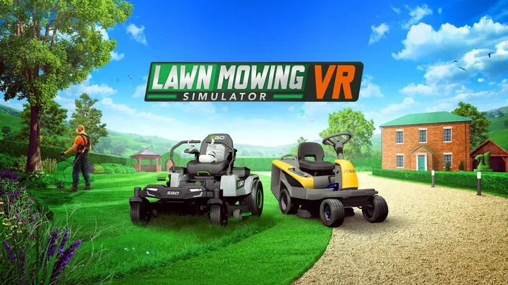 Lawn mowing Simulator VR cover artwork from the official Meta shop page
